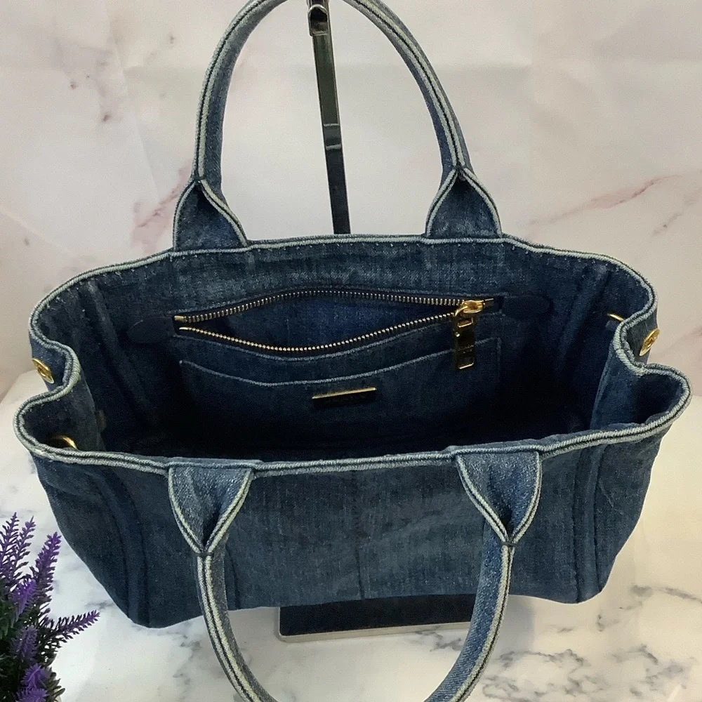 GUC Prada Denim Canapa Tote Bag - Picture 7 of 7